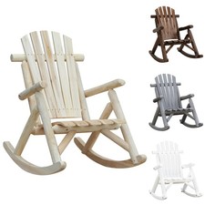Outsunny Wood Rocking Chair, Indoor Outdoor Wooden Adirondack Rocker, Log
