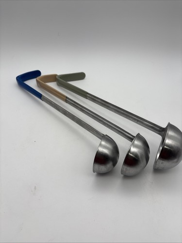 3 Bakers &Chefs Stainless Ladles 2, 3, &4oz Color Coded Handles 113091 a,b&c