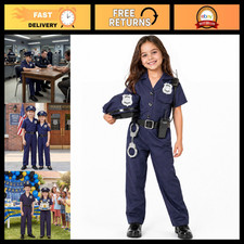 Kids Police Officer Costume - Girls Cop Outfit for Halloween Dress Up Party, Pol