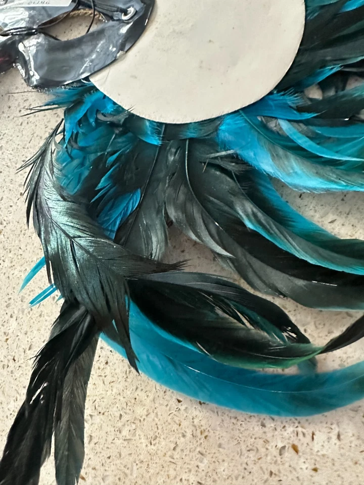 Vintage MARDI GRAS costume eye masks set of three peacock feathers from 2001 - Image 3 of 4