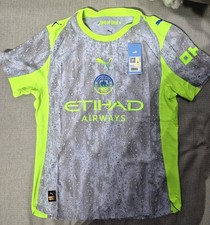 PUMA Manchester City Etihad Airways Soccer Jersey Gray Green Mens M Official