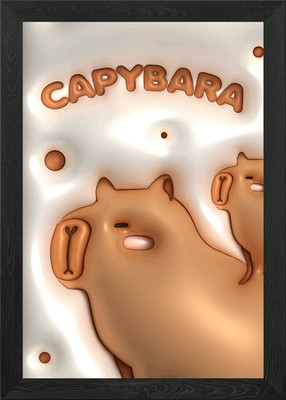 Niedliche Capybara Cartoon Illustration gerahmtes Wandbild Poster Leinwanddruck Bild