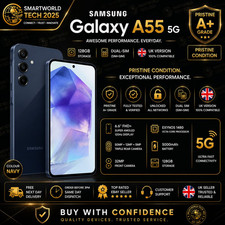 Image of Samsung Galaxy A55 5G 128GB Navy Dual SIM SM-A556B/DS UK Unlocked Pristine A+