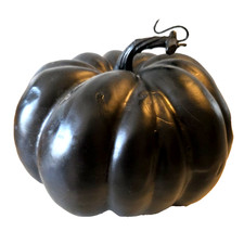 Black Faux Plastic Pumpkin 7" Wide Fall Decor Halloween