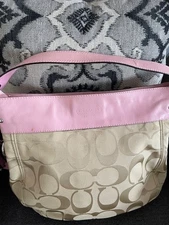 Coach Pink/Tan Signature Hobo Shoulder Bag No M0967-F14709