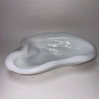 VTG Blenko White Milk Glass Bowl Ashtray Dish Freeform Amoeba Abstract 8X5.5"