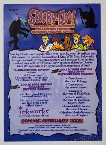 Carta promozionale Scooby-Doo Mysteries and Monsters 2003 # SDMM-1 Inkworks - Foto 2 di 2