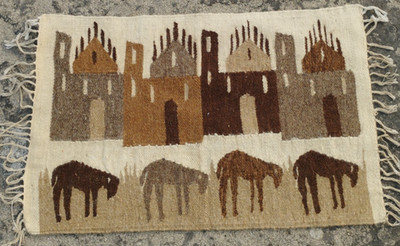Vintage Handarbeit Schön Bild Flachgewebe Beige Farbe Wolle Kelim Teppich 66x42cm