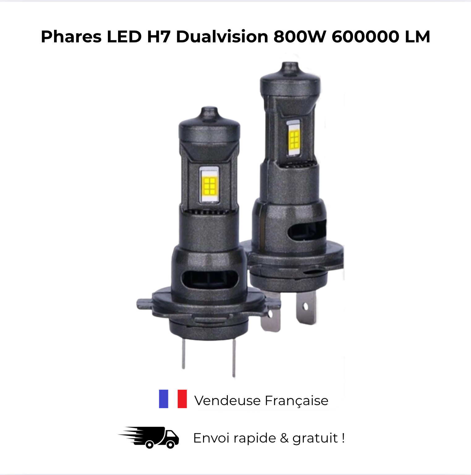 Ampoules LED H7 anti fatigue oculaire éclairage puissant voiture et camion
