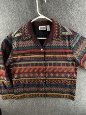 VTG Chicos Design Women Jacket Size 2 Boho Art Bohemian Colorful 90s Lightweight