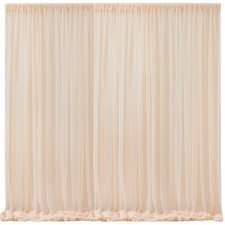 10x10 Champagne Tulle Backdrop Curtains for Parties Sheer Backdrop Curtain We...