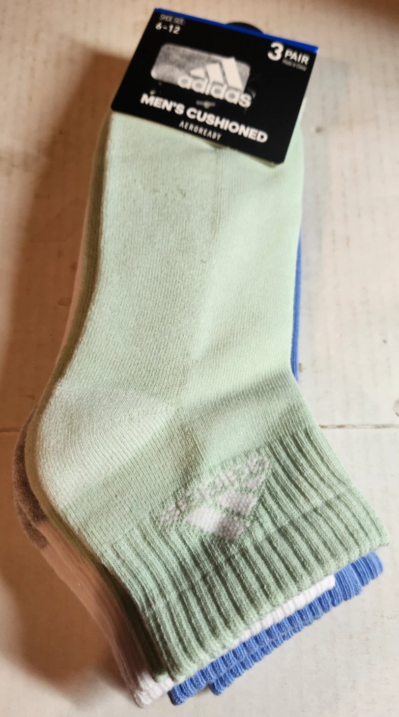 Adidas Men's Cushioned Aeroready Socks 3 Pairs Men Size 6-12 New