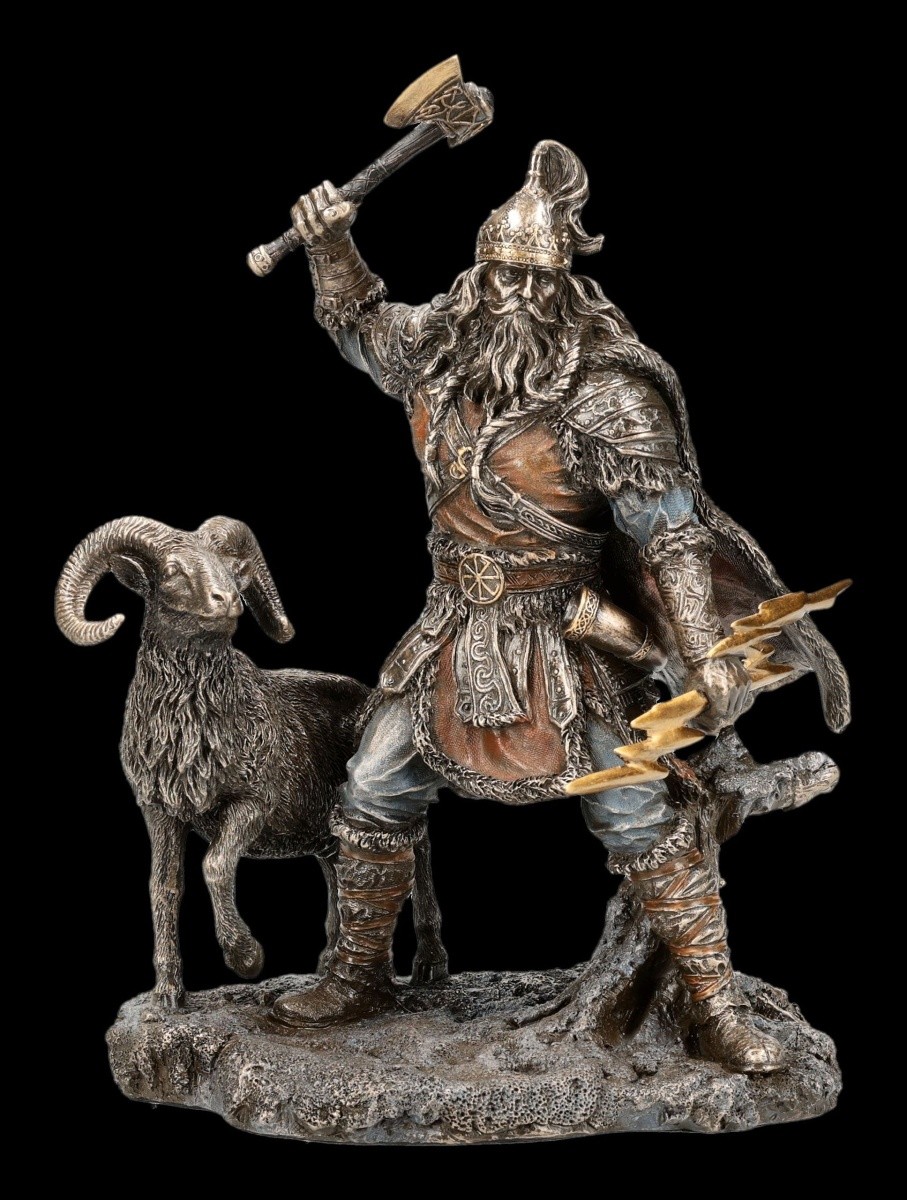 Perun Figure - Slavic God of Thunder With Axe & Lightning - Veronese Statue
