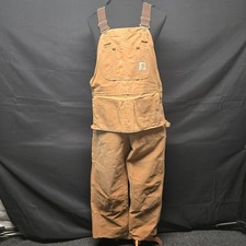 Vintage Carhartt R28 Duck Bib Overalls 38x30 USA Union Made Button Fly Toolbelt