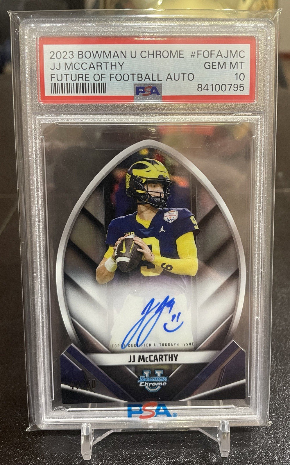 2023 Bowman U Chrome JJ McCarthy Future Of Football Auto /50 PSA 10