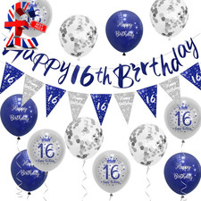 Boys 16Th Birthday Decorations Blue Silver 16Th Birthday Party Decorations Banne