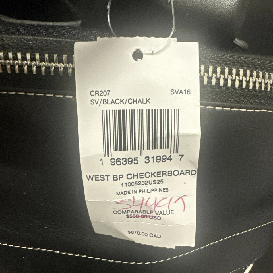 COACH Backpack West Checkerboard Men's Lg Canvas/Leather Silver/Black/White NWT - Image 3 of 4