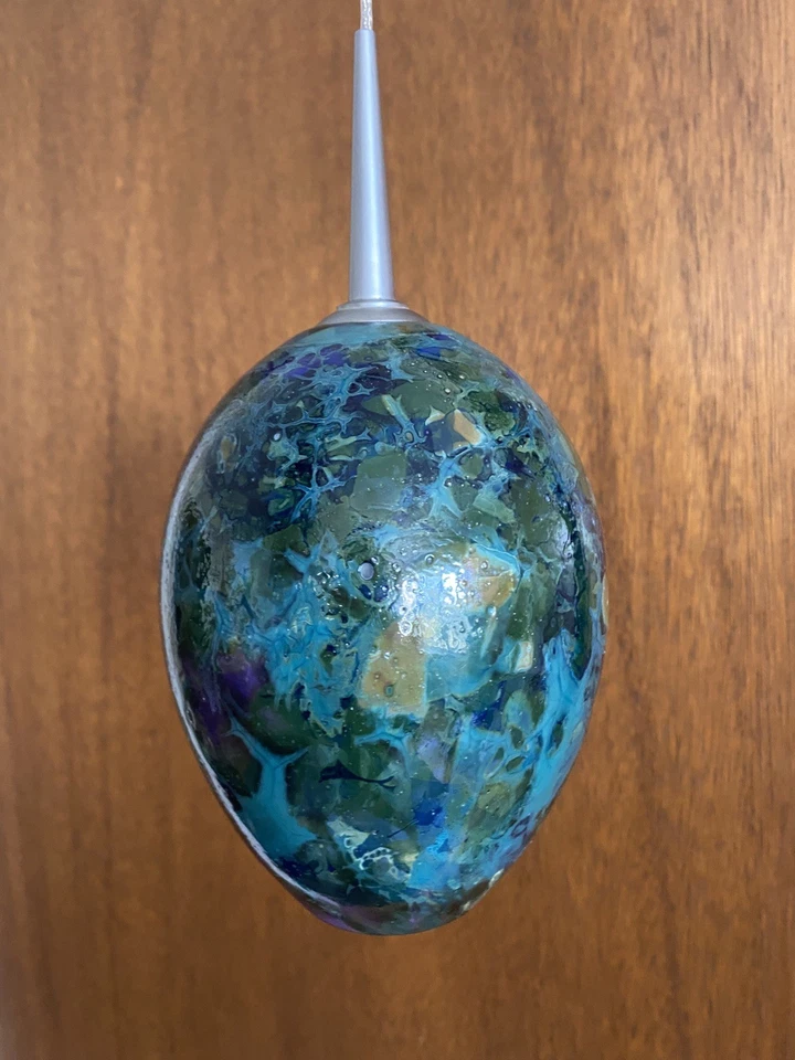 Stunning Bruck Green Egg Murano Millefiori Light Glass Fixture Pendant Lamp 6” - Image 2 of 4