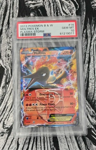 PSA 10 2013 POKEMON BLACK & WHITE PLASMA STORM #14 MOLTRES EX