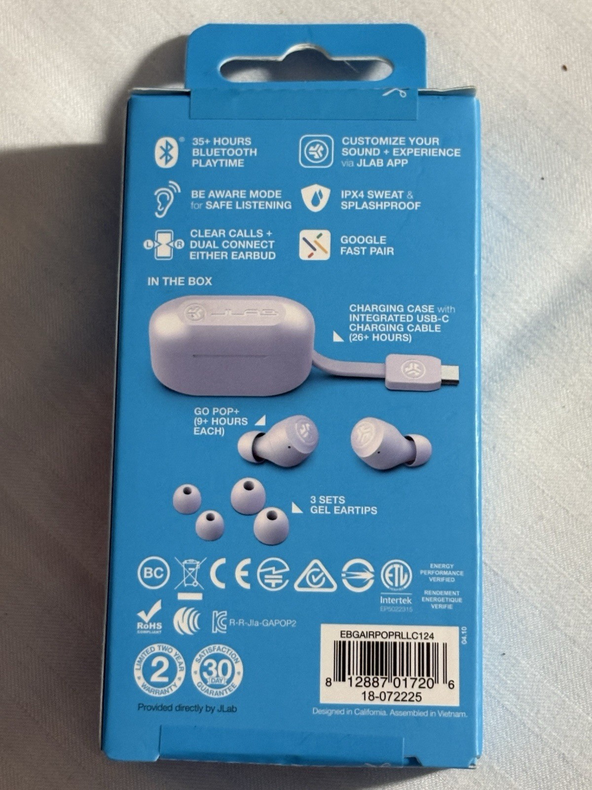 JLab GO POP + True Wireless In-Ear Headphones - Lilac Purple