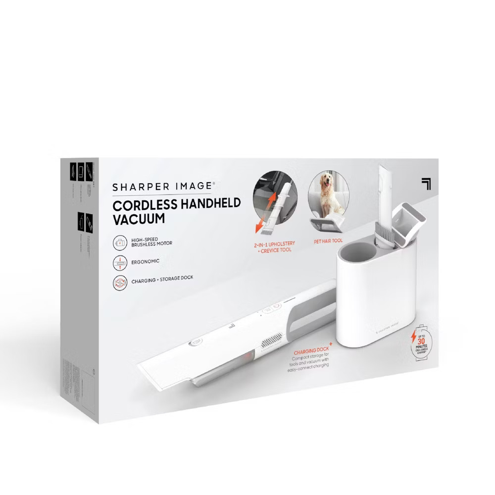 Sharper Image Handheld Vacuum with High-Speed 120W Brushless Motor, Cordless