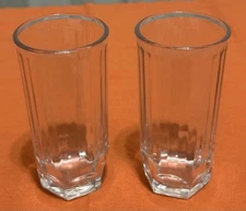 Vintage Crisa Tumblers Vertical Ribbed Clear Glass 2  3/8” X 5” Set Of 2