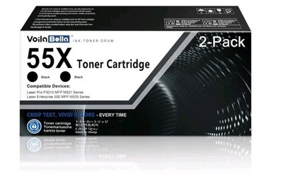 2-Pack CE255X 55X Black High-Yield Toner for HP P3015 M521 #R024