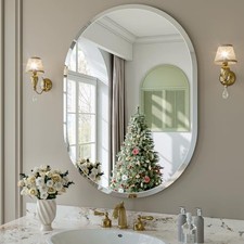 Frameless Oval Mirror, 22"x30" Beveled Oval Bathroom Vanity Mirrors 22"L x 30"W