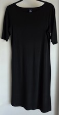 Gap Women's Black Midi Dress Size M Short Sleeve Round Neck Solid Shift