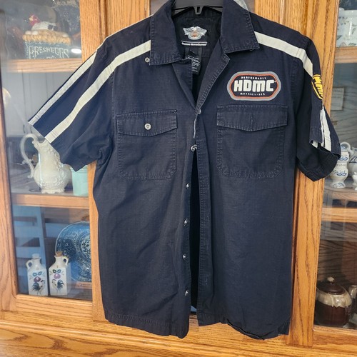 Harley Davidson Mens Button Short Sleeve Shirt Pre-owned Size Medium Black 