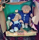 1985 calico cabbage patch twins blonde hair blue eyes two dimples Vintage