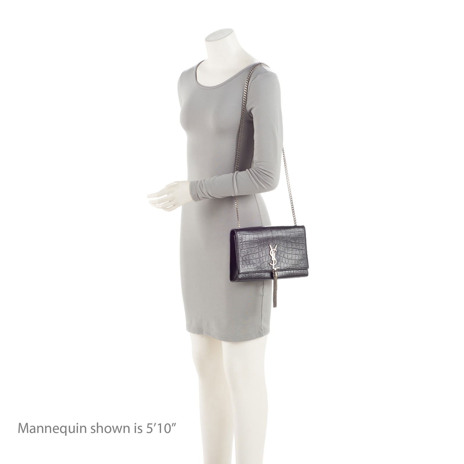 Borsa a tracolla media Saint Laurent Croc in pelle goffrata monogramma Kate nappa