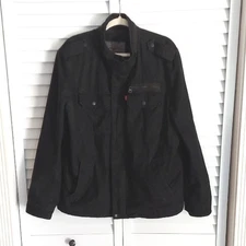 Levis Jacket, Utility Coat, Full Zip & Snaps, Quilted Lining, Cotton, Black