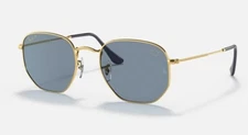 RAY BAN RB3548N Hexagonal MICKEY WDM50 Disney Sunglasses Gold / Blue Polarized