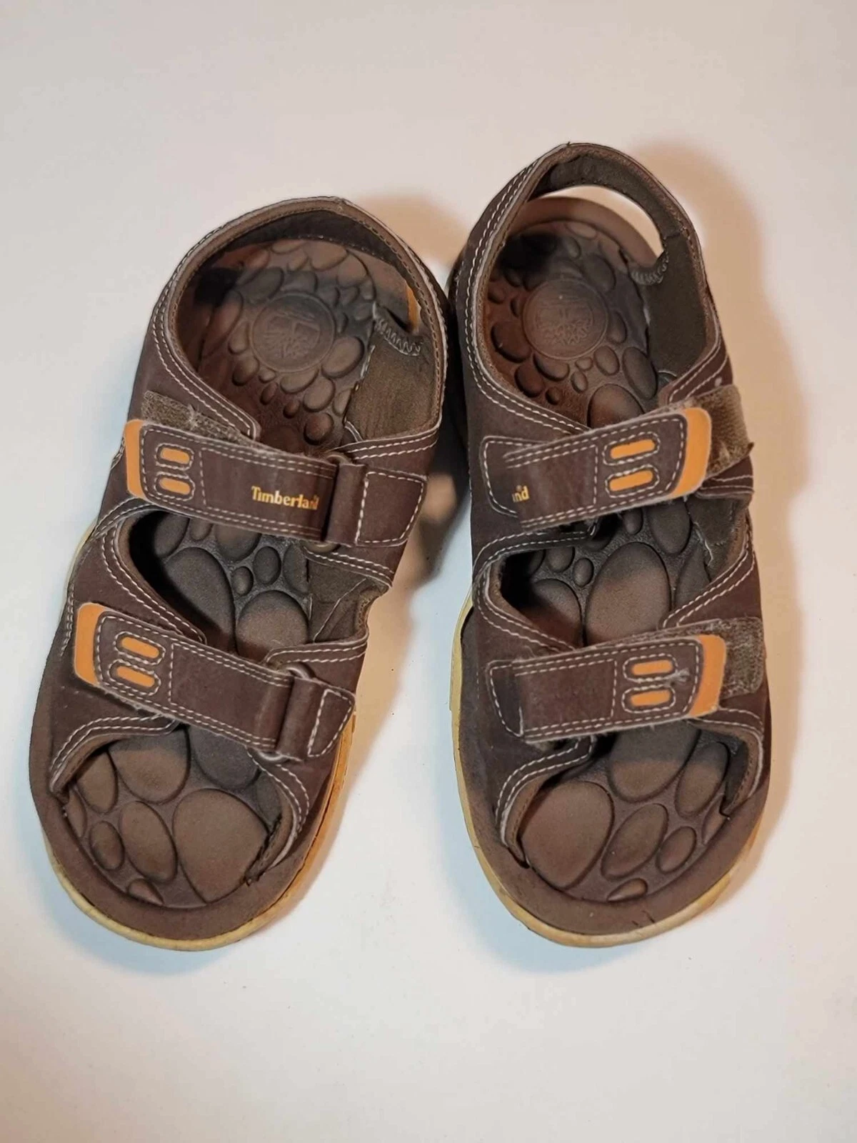 Sandali da spiaggia marroni da uomo taglia 5 Timberland Seaswirl in morbida pelle marrone scarpe giovani