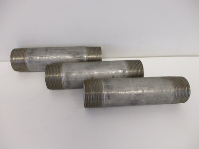 1-1/4'' X 6'' 316 SS NPT PIPE NIPPLE, SCH 40 LOT OF 3, NEW/UNUSED