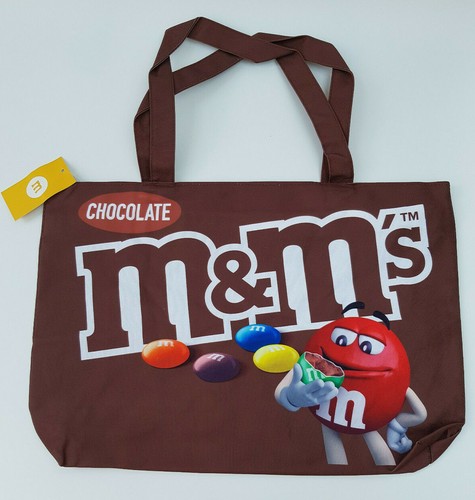 M&Ms Tote Shopping Bag Milk Chocolate Sweets Brown Shopper Reusable Large Fabric - Picture 2 of 8