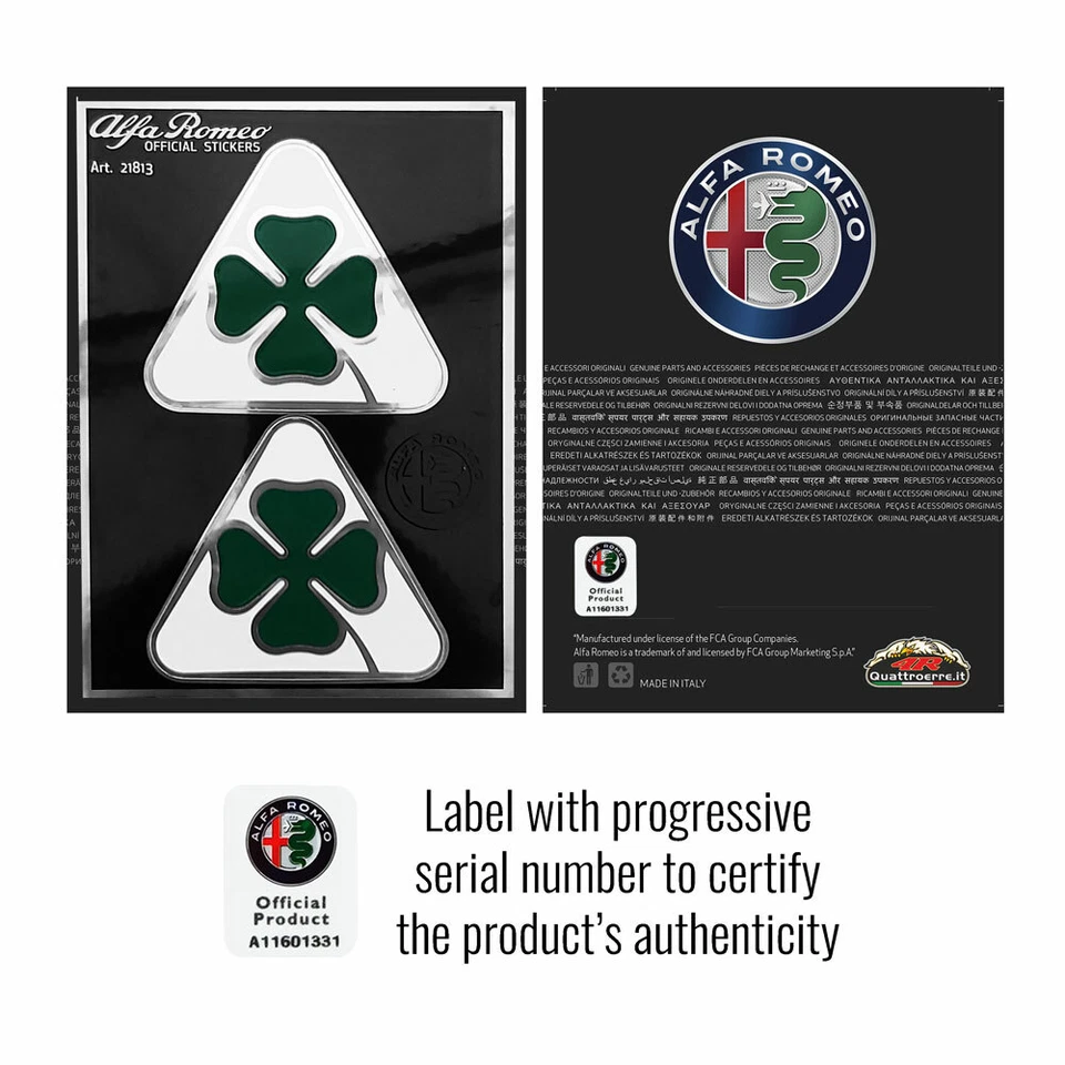 Adesivo Alfa Romeo Ufficiale 2 Quadrifoglio Verde - Immagine 4 di 4