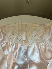 Vintage Carole Hochman Small Nightgown Poly Cotton Pink Sleeve 47 Long Granny