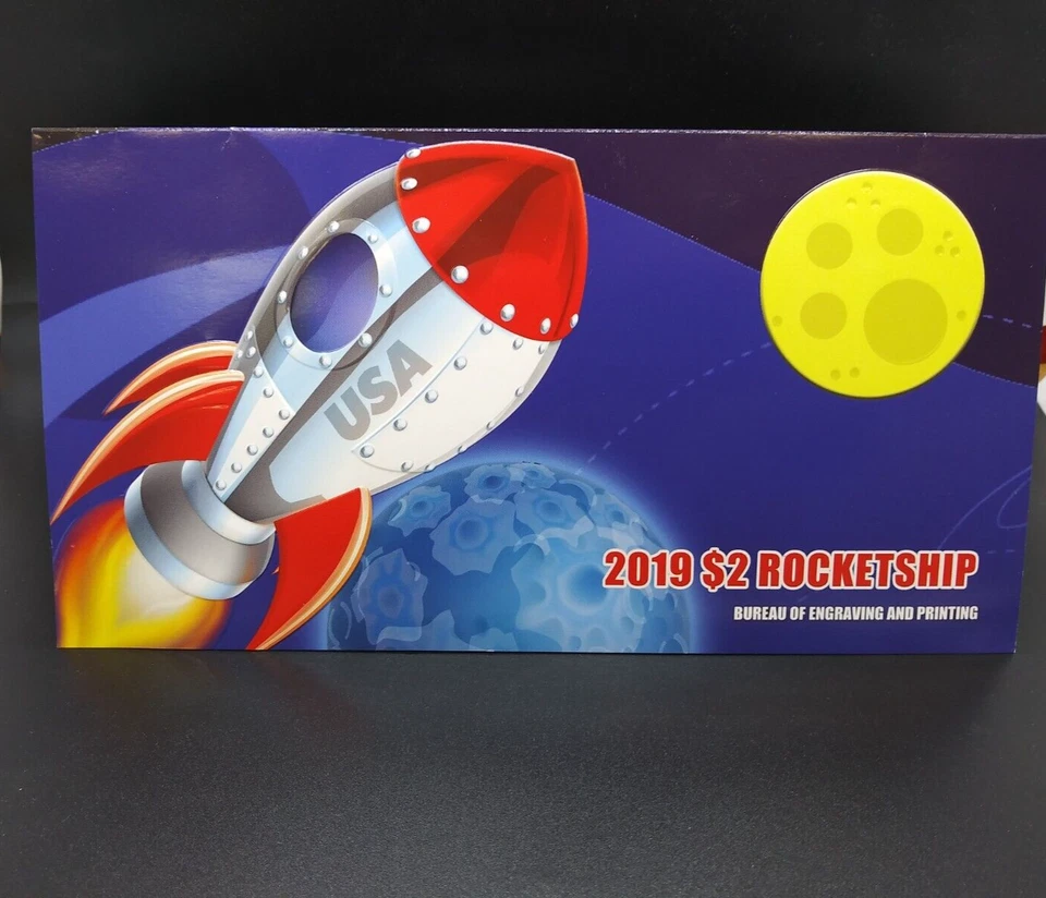 (2) BEP 2019 $2 Rocketship Federal Reserve Note 50th Anniversary Moon Landing - Image 2 of 4