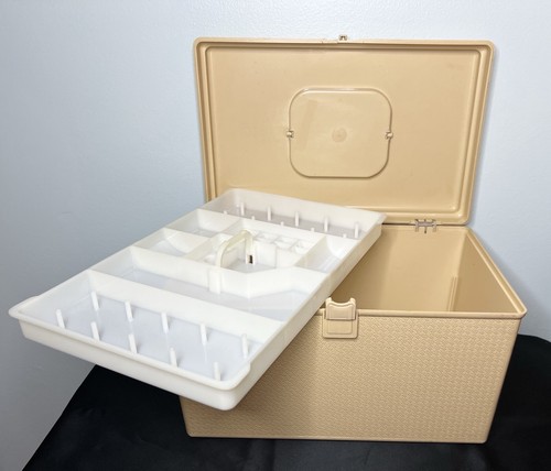 Vtg Wilson Wil-Hold Large Beige Plastic Sewing Box w/Tray Insert USA 8”x13”x8.5” - Picture 7 of 24
