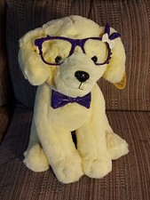 FAO Schwarz plush Yellow Lab Golden Retriever puppy dog Sparklers Glasses 12"NWT