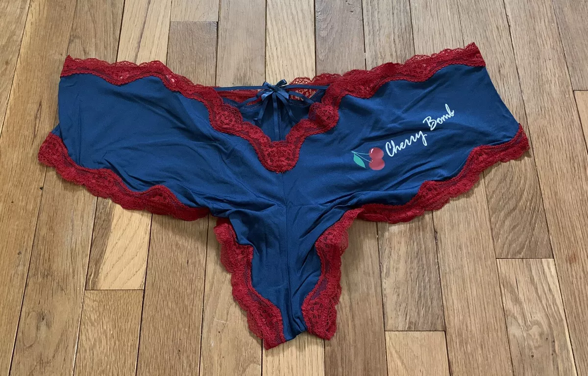 Size 26/28 Lane Bryant Cacique Strappy Back Cheeky Panty Cherry Blue Red  Lace