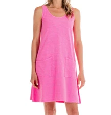 FRESH PRODUCE XL Cosmos Pink $75 Pinstripe Drape Cotton Jersey Dress NWT XL
