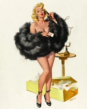 JOYCE BALLANTINE Pin-up Art Poster or Rolled Canvas Print "Pin-up in a Black Bo"