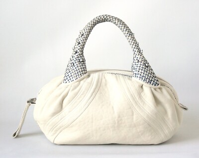FENDI Spy White Leather Woven Handle Bag | eBay