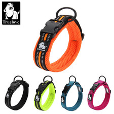 Truelove Adjustable Mesh Padded Dog Collar 3M Reflective Nylon Heavy Duty 8sizes