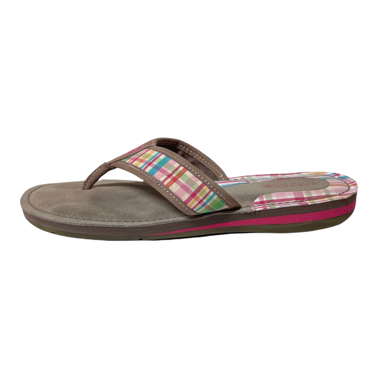 Sperry Top Sider Flip Flop Sandals Womens 8 M Pink Plaid Thong Shoes VGUC |  eBay