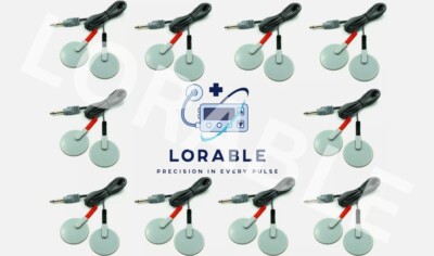 Premium 20 Carbon Electrodes & 10 Cables For Electro-Therapy Unit