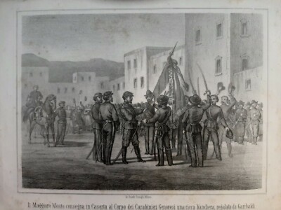 Terzaghi/Fahnen/Body Der Carabinieri/Garibaldi/Caserta Lithographie 1861